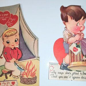 Cute Lot of 2~Vintage Mechanical Moving Valentines Day Cards